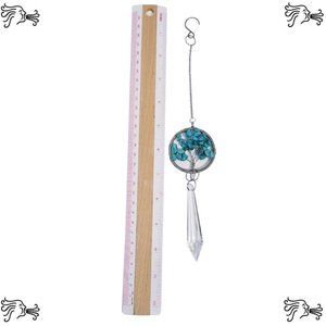 Green Turquoise Natural Stone Sun Catcher Crystal Prisms Tree of Life Chakra